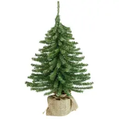 18" Unlit Downswept Mini Village Pine Artificial Christmas Tree in Burlap Base