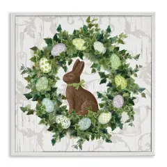 Stupell Industries Spring Easter Egg Wreath Framed Giclee Art White