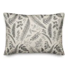 Gray Botanical Pattern Throw Pillow