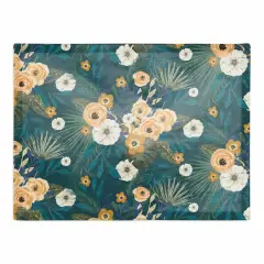 Tropical Floral Cotton Twill Placemat Teal