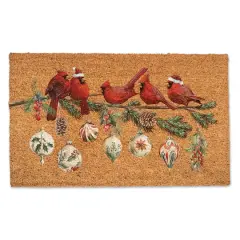 Cardinals and Ornaments 30" x 18" Door Mat