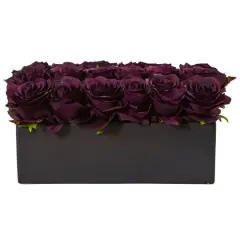 Dozen Silk Roses in Ceramic Rectangular Planter