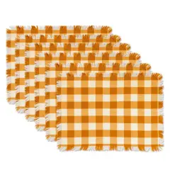 DII&reg; Pumpkin Spice Heavyweight Check Fringed Placemat Set