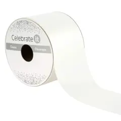 2.5" x 50yd. Satin Floral Ribbon by Celebrate It&reg; White