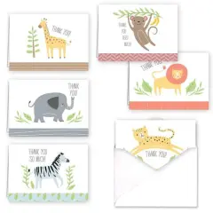 JAM Paper Cuddly Critters Blank Thank You Cards Set, 36ct.