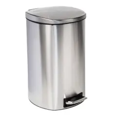 Honey Can Do 50L Soft-Close Stainless Steel Step Trash Can with Lid