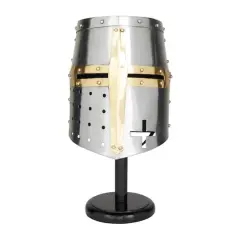 Silver Iron Vintage Helmet, 17" x 10" x 10"