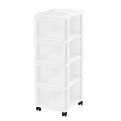 IRIS White 4-Drawer Medium Cart With Organizer Top