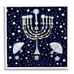 Stupell Industries 17" x 17" Happy Hanukkah Starry Menorah Gicl&eacute;e Wall Art