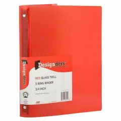 JAM Paper 3/4" Glass Twill Plastic 3-Ring Binders, 4ct. Red