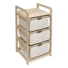 Badger Basket 3 Bin Hamper/Storage Unit Natural/Ecru