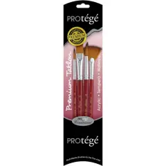 Prot&eacute;g&eacute; Premium Taklon Short Handle 4 Piece Brush Set