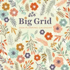 TF Publishing 2024 Big Grid-Floral Wall Calendar