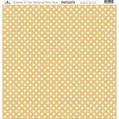Paper Caf&eacute; Cream & Tan Reverse Mini Dot 12" x 12" Cardstock, 15 Sheets