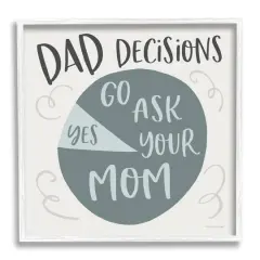 Stupell Industries Humorous Dad Decisions Pie Chart Phrase Framed Giclee Art White