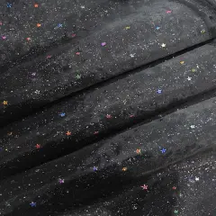Feldman Black Hologram Star Polyester Fabric