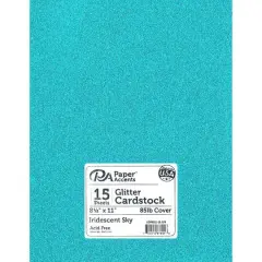 PA Paper&trade; Accents Glitter 8.5" x 11" Cardstock, 15 Sheets Iridescent Sky