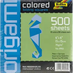 Folia&reg; 6" Solid Assorted Origami Paper, 500 Sheets