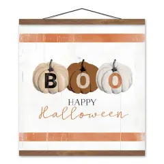 Halloween Pumpkins Teak Hanging Canvas