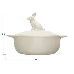 Hello Honey&reg; White Stoneware Bake Pan with Lid and Decorative Rabbit