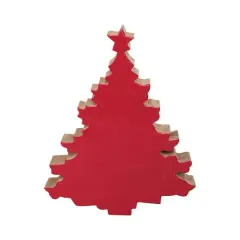 Hello Honey&reg; 8" Enameled Mango Wood Christmas Tree Red