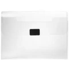 JAM Paper 9.5" x 13.25" Plastic Box Portfolio with Center Buckle Clear
