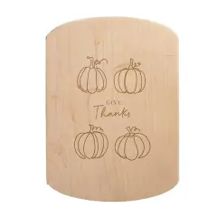Give Thanks Pumpkins 11" x 8" Maple Oval Cutting Board