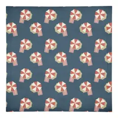 Umbrella Print Cotton Twill Napkin Navy Red and White