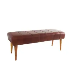 4ft. Brown Leather Upholstered Bench