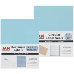 JAM Paper Circular Seal & Rectangular Mailing Address Label Combo Set Baby Blue