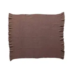 Hello Honey&reg; 60" Brown Brushed New Zealand Wool Throw with Ruffled Edge