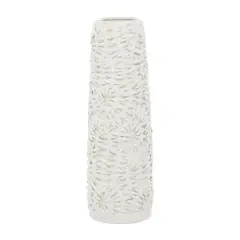 White Ceramic Contemporary Vase, 17" x 6" x 6"