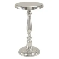 Silver Aluminum Traditional Accent Table