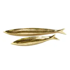CosmoLiving by Cosmopolitan Aluminum Fish Tray Set Gold