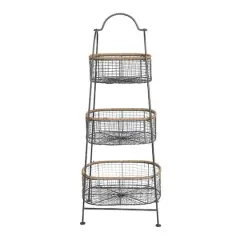 Hello Honey&reg; 3.5ft. Metal & Rattan 3-Tier Stand with Removable Baskets