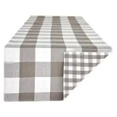 DII&reg; 72" Reversible Gingham & Buffalo Check Table Runner Gray/White