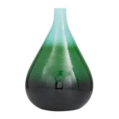 18" Green Glass Modern Vase