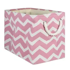 Large Polyester Chevron Rectangle Bin Rose