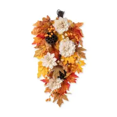 Glitzhome&reg; 28" Fall Dahlia, Lotus Pod and Berry Swag
