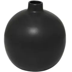 17" Modern Round Ceramic Vase Black