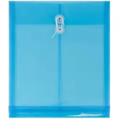 JAM Paper Letter Size Plastic Envelopes with Button & String Tie Closure, 12ct. Blue