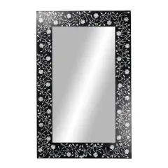 Black Wood Wall Mirror, 47" x 30"
