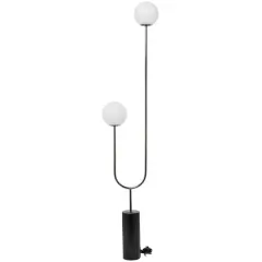 73" 2 Orb Light Floor Lamp with Marble Base Black