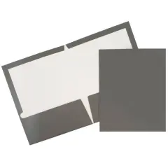 JAM Paper Laminated 2-Pocket Glossy Folders, 6ct. Gray