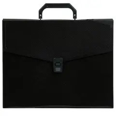 JAM Paper Black Plastic Portfolio Briefcase with Handles 12" x 9.5"