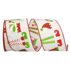 JAM Paper 2.5" x 10yd. Wired Elf Legs & Hats Ribbon