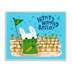 Stupell Industries Hippity Hoppity Hello Bunny Framed Giclee Art White