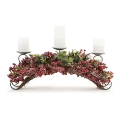 31" Pine & Berry Centerpiece Candle Holder