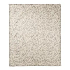 Greige Fall Leaves Fleece Blanket