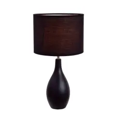 Simple Designs Oval Bowling Pin Base Ceramic Table Lamp Black